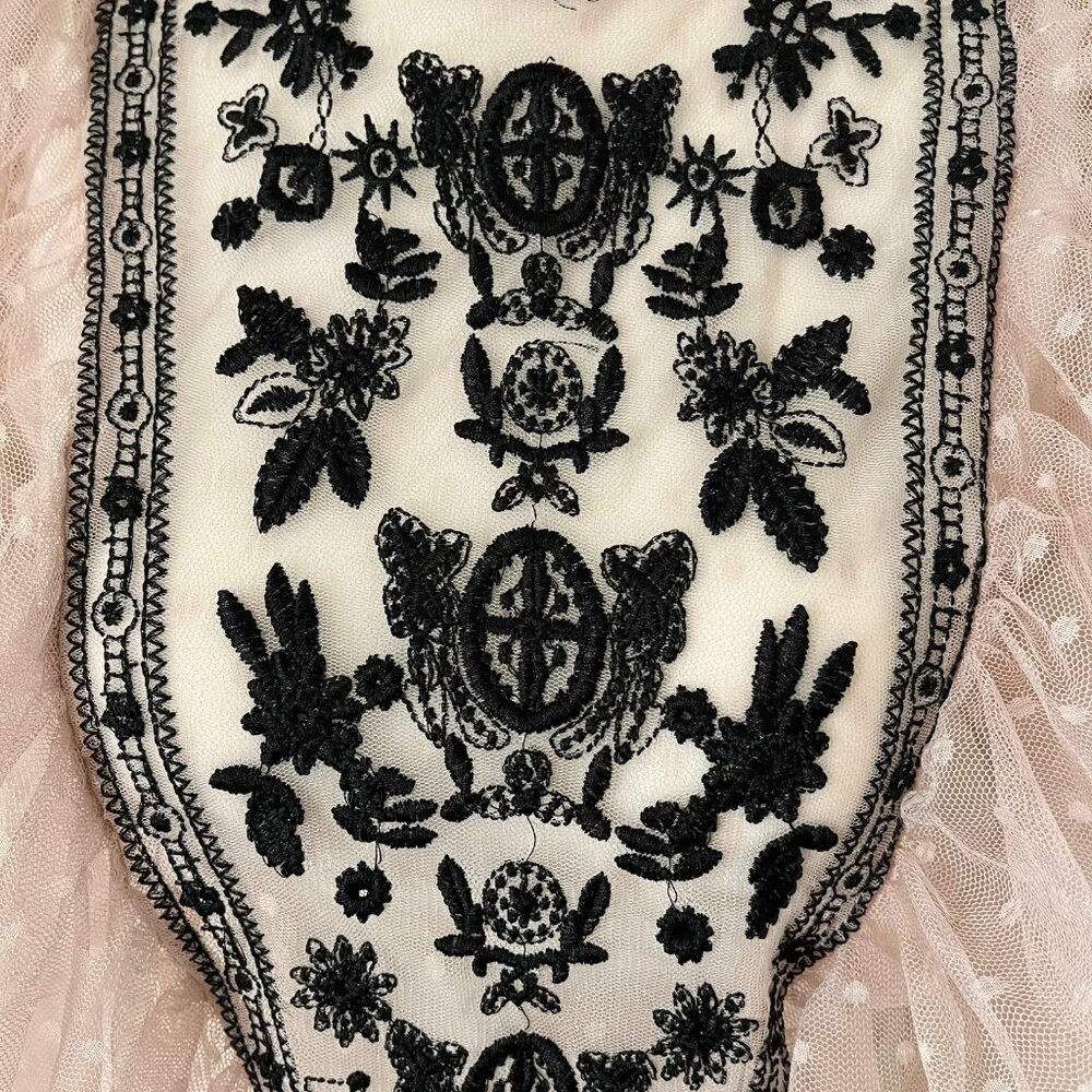 Romantic Sheer Ruffle Blouse with Embroidered Detail - Picture 9 of 9